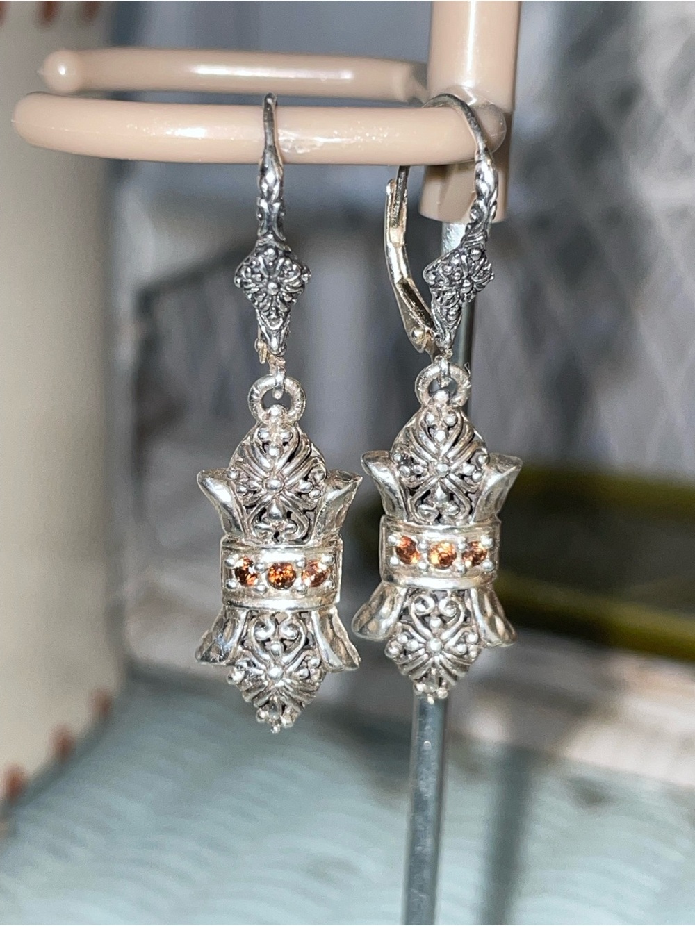 SARDA Sterling 925 earrings leverback Cognac Zircons